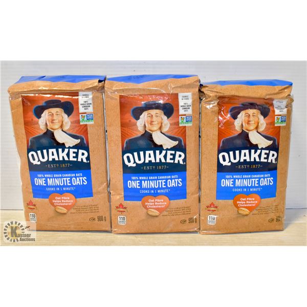 3 BAGS OF QUAKER ONE MINUTE OATS 900G BAGS