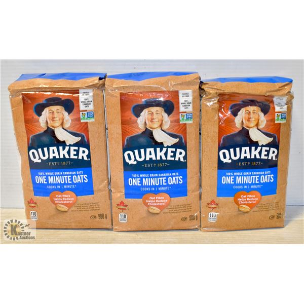 3 BAGS OF QUAKER ONE MINUTE OATS 900G BAGS