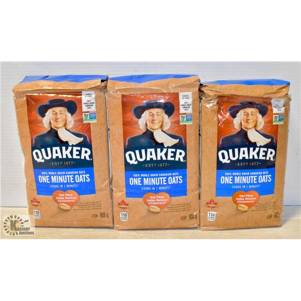 3 BAGS OF QUAKER ONE MINUTE OATS 900G BAGS