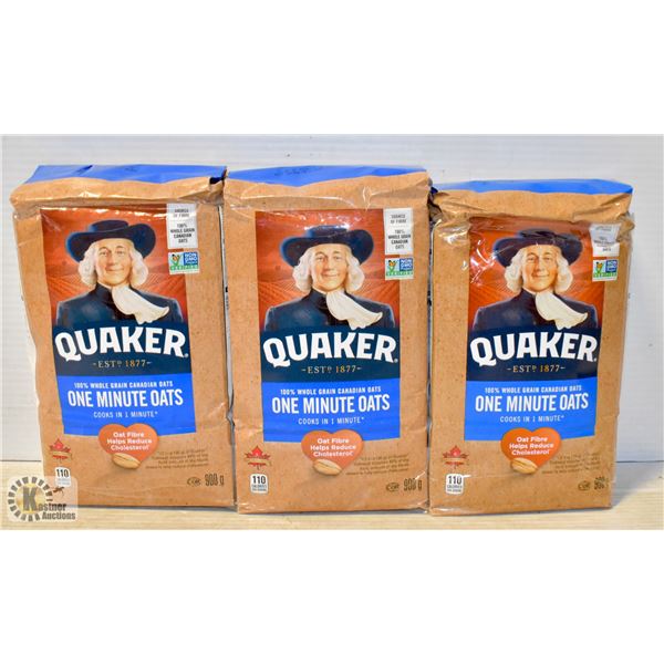 3 BAGS OF QUAKER ONE MINUTE OATS 900G BAGS