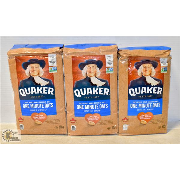 3 BAGS OF QUAKER ONE MINUTE OATS 900G BAGS