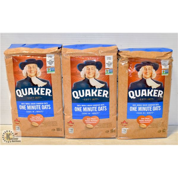 3 BAGS OF QUAKER ONE MINUTE OATS 900G BAGS