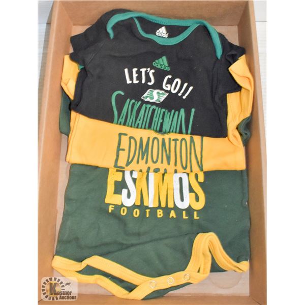 2 ESKIMOS AND ONE SASK ONSIES (12 & 24 MONTH)