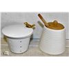 HONEY POT W/ WOODEN DIPPER + POTPOURI HOLDER DISH