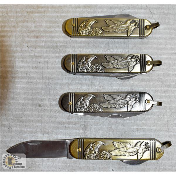 LOT OF 4 EAGLE FOLDING KNIVES