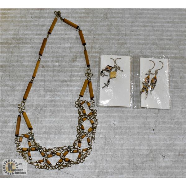 VINTAGE PERUVIAN NECKLACE & EARRINGS SET