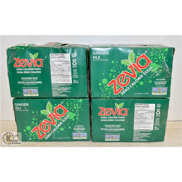 24 CANS OF ZEVIA 0 CAL SODA GINGERALE NO SUGAR