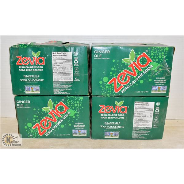 24 CANS OF ZEVIA 0 CAL SODA GINGERALE NO SUGAR