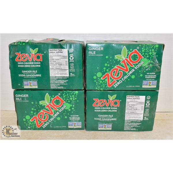 24 CANS OF ZEVIA 0 CAL SODA GINGERALE NO SUGAR