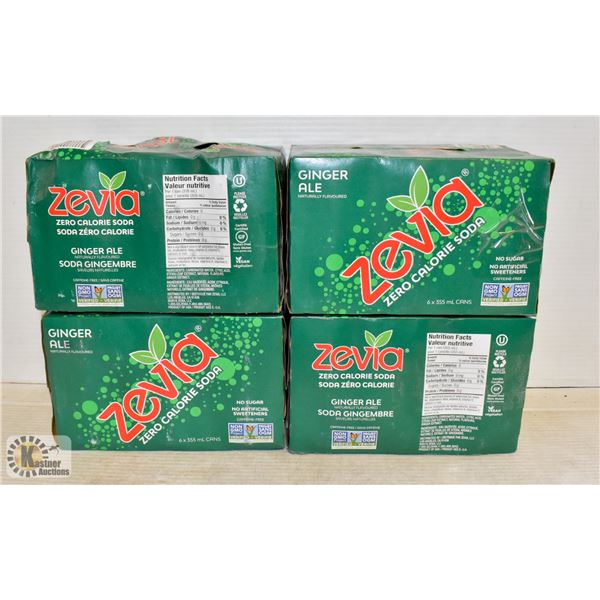 24 CANS OF ZEVIA 0 CAL SODA GINGERALE NO SUGAR