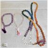 Image 1 : PALE PINK & PURPLE GEMSTONE BRACELETS W/MULTI GEM