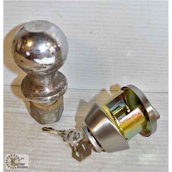 SINGLE CYLINDER DEADBOLT W/ 6000LB HITCH BALL