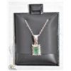 Image 1 : #48-NATURAL UNHEATED EMERALD,CZ PENDANT NECKLACE