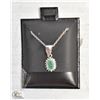 Image 1 : #49-NATURAL UNHEATED EMERALD,CZ  PENDANT NECKLACE