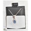 Image 1 : #39-NATURAL BLUE SAPPHIRE  & CZ PENDANT NECKLACE 1
