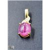 #46-NATURAL RED RUBY 7.4X9.2MM & CZ PENDANT