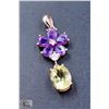 Image 1 : #37-NATURAL LEMON QUARTZ ,AMETHYST,CZ PENDANT