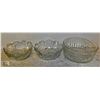 LOT OF 3 GLASS BOWLS