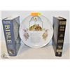 PAIR OF HOLY BIBLES + DECOR PLATE