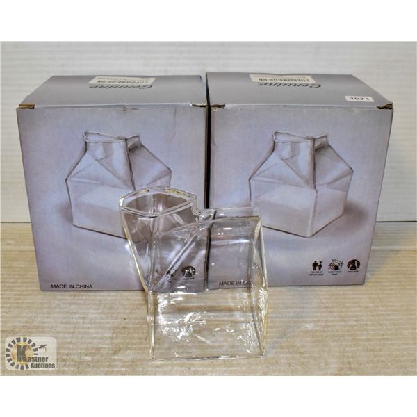 LOT OF 2 NEW MINI ACRYLIC MILK CARTON CONTAINERS