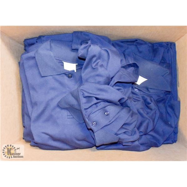 BOX OF UNKNOWN SIZES NAVY BLUE POLO SHIRTS