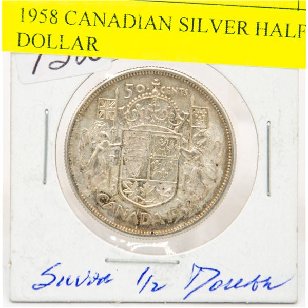 1958 CANADIAN SILVER HALF DOLLAR