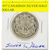 Image 1 : 1957 CANADIAN SILVER HALF DOLLAR