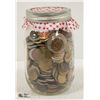 Image 1 : VINTAGE JAM JAR FILLED WITH APPROX 4LB WORLD COINS