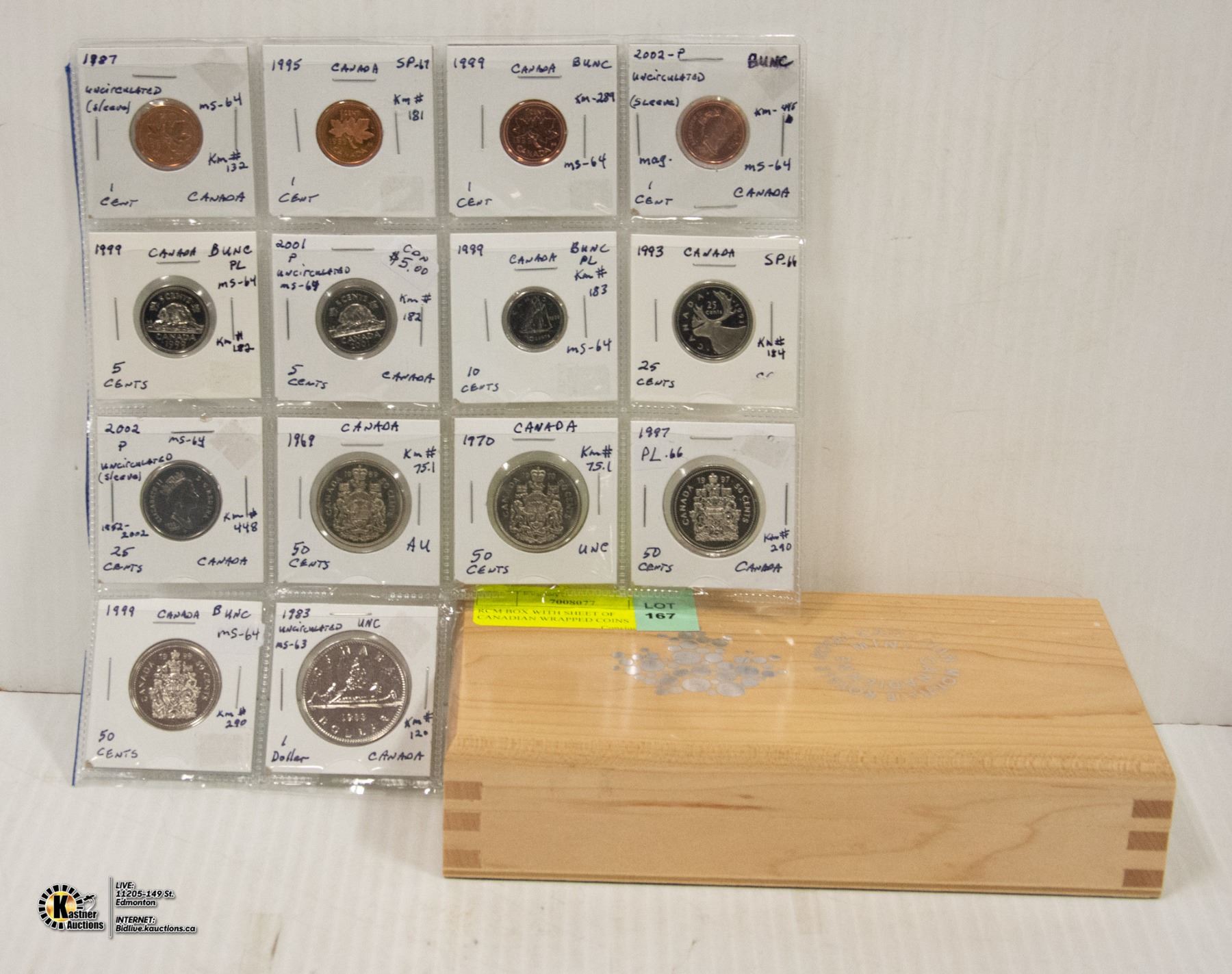 RCM BOX WITH SHEET OF CANADIAN WRAPPED COINS