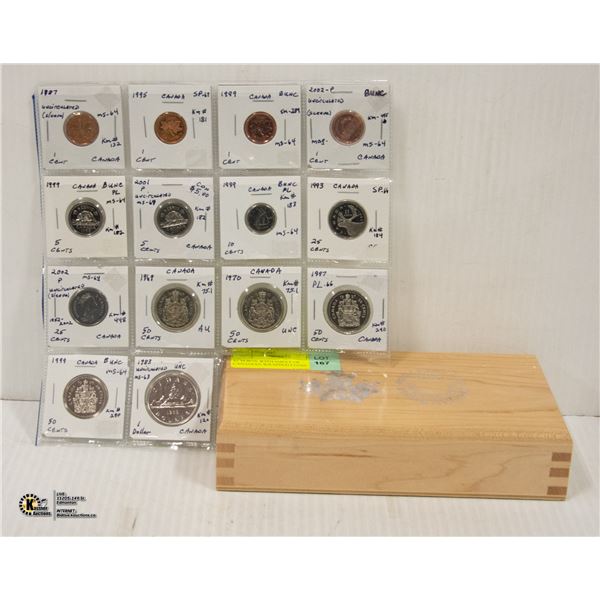 RCM BOX WITH SHEET OF CANADIAN WRAPPED COINS