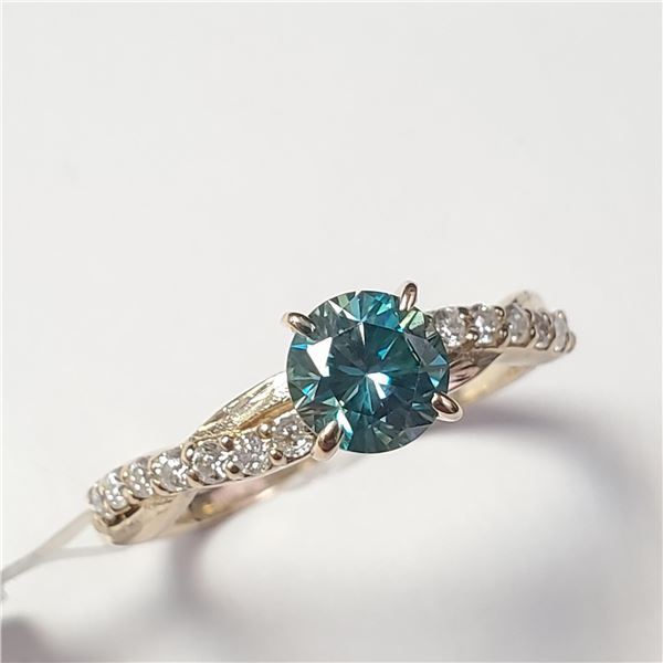 BZ1007-50 10K GREEN/BLUE & WHITE MOISSANITE RING