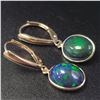 Image 1 : BZ1007-5 10K YELLOW GOLD BLACK OPAL EARRINGS