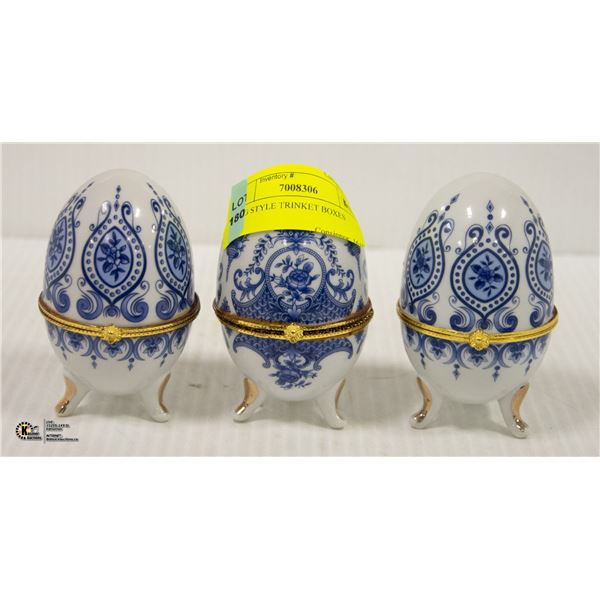 3 EGG STYLE TRINKET BOXES