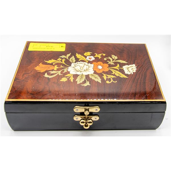 1970'S ESTATE MUSICAL JEWELRY BOX WITH CONTENTS