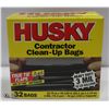 CASE OF 32 HUSKY CONTRACTOR CLEAN UP BAGS