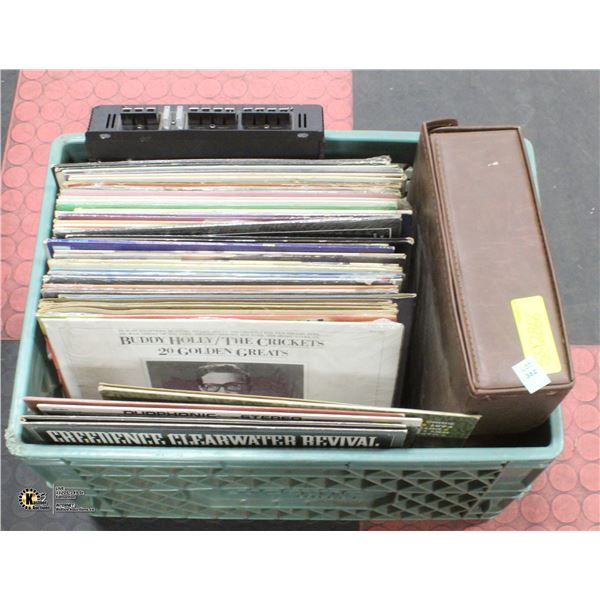 CRATE OF ESTATE RECORDS, CASSETE CARRYING CASE +