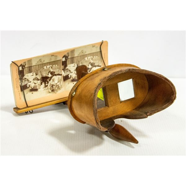 ANTIQUE STEREOSCOPE WITH CARDS