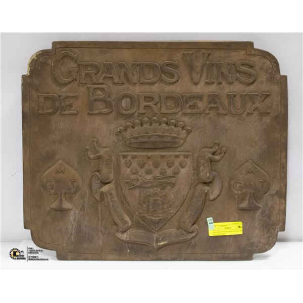 GRANDS VINS DE BORDAEUX LARGE DETAILED SIGN