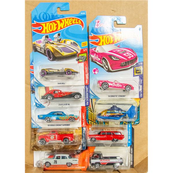 9 HOT WHEELS INCLUDES TREASURE HUNT