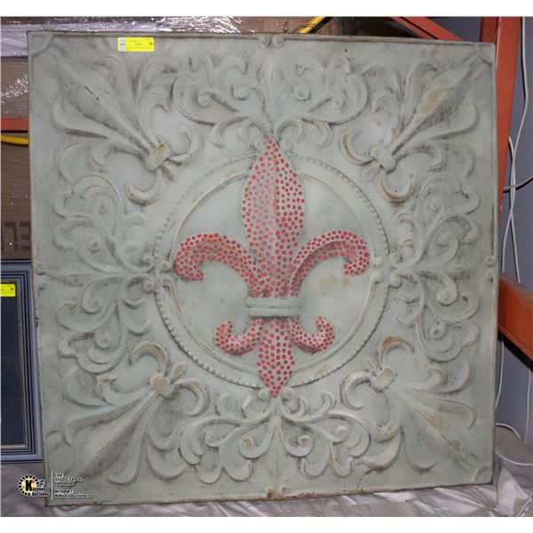 VINTAGE 3 X 3 FT METAL FLEUR DE LIS SIGN