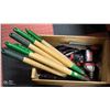 Image 1 : CRATE WITH ASSORTED TOOLS PRUNERS AND MORE