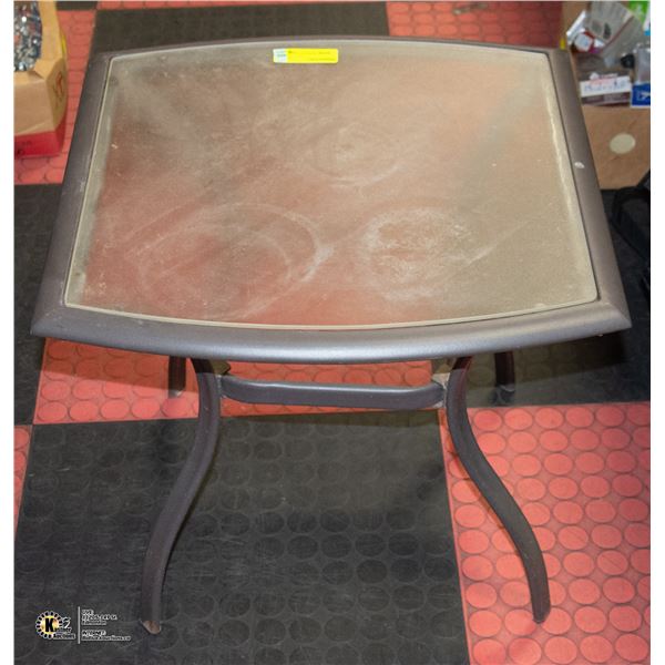 METAL AND GLASS PATIO END TABLE