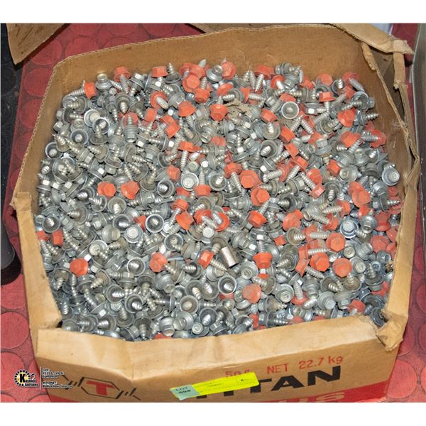 BOX OF METAL ROOFING FASTNERS