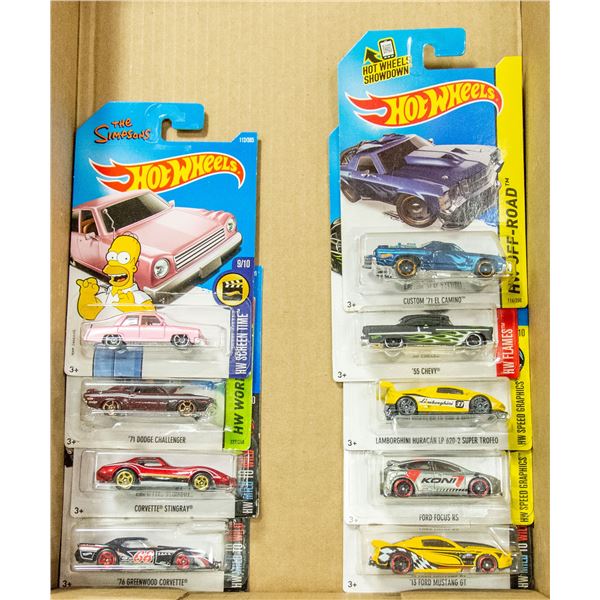 9 HOTWHEELS INCLUDES ONE TREASURE HUNT