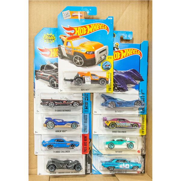 9 HOTWHEELS INCLUDES ONE TREASURE HUNT