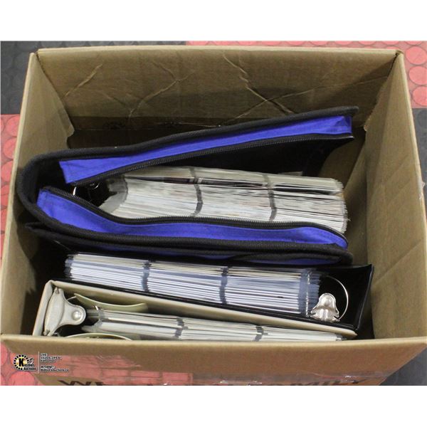 BOX OF BINDERS WITH SPORTS CARDS