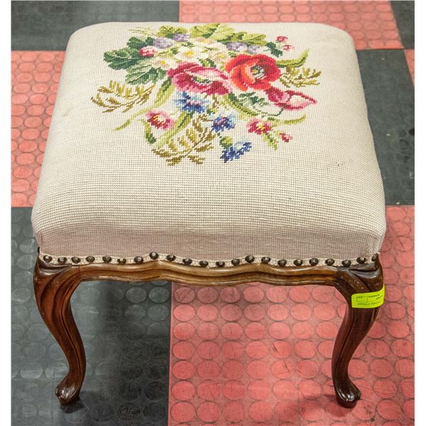 ANTIQUE NEEDLE POINT STOOL