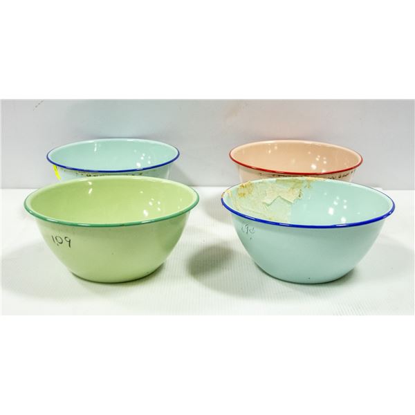 SET OF 4 PEACOCK ENAMEL 20CM BOWLS