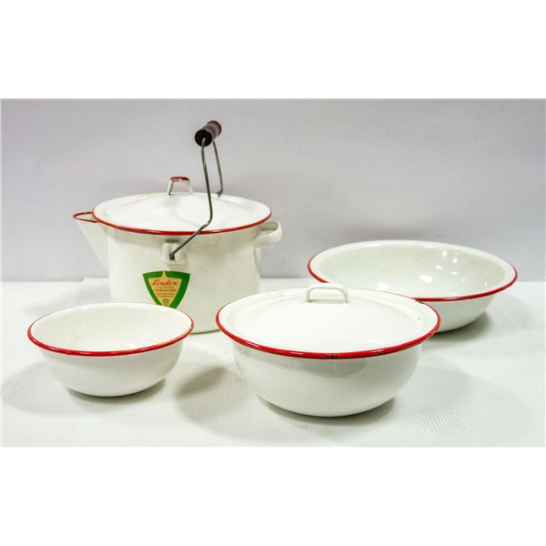 NEW 6PC LONDON PORCELAIN ENAMEL CAMP COOKWARE