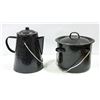 Image 1 : 2PC PORCELAIN ENAMEL CAMP COOK SET; HANDLED